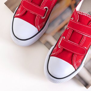 Children's red sneakers with two Velcro fasteners - Footwear