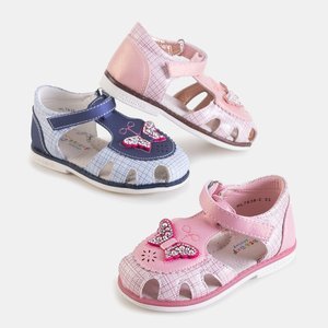 Children's sandals with light pink checked Monou - Shoes