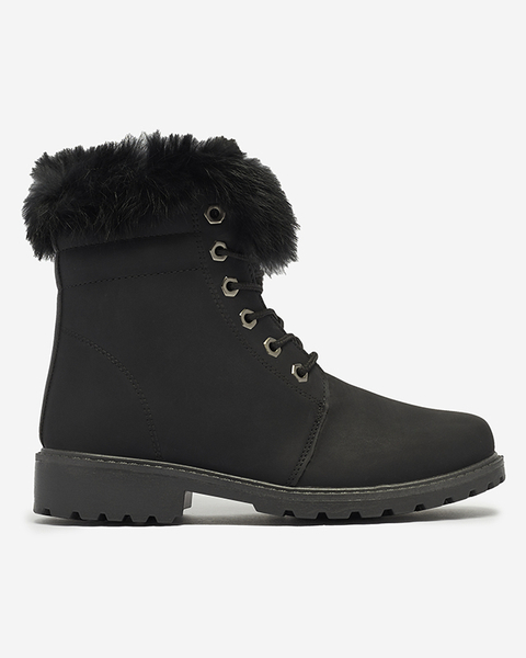 Classic women's boots a'la trappers in black Lausa- Footwear