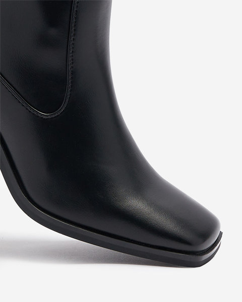 Classic women's boots on a post in black Alielo- Footwear