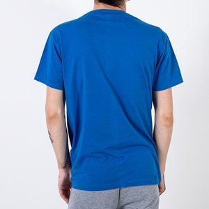 Cobalt cotton men's t-shirt with print - Clothing