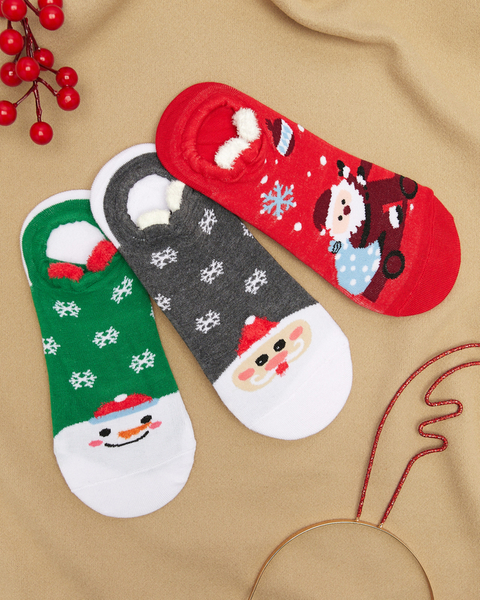 Colorful foot socks with Christmas print 3/pack - Underwear