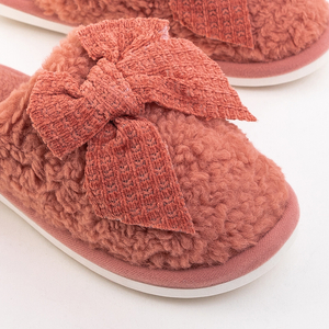 Coral women's slippers with a Romila bow - Footwear