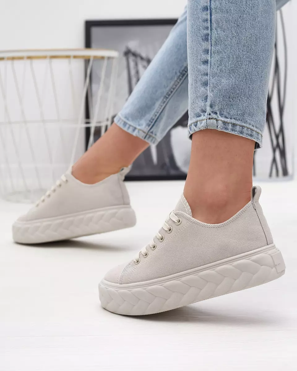 Cream women's platform sneakers Sedix - Footwear