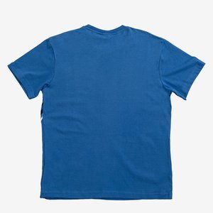 Dark blue men's cotton t-shirt with print - Clothing