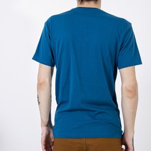 Dark blue printed cotton men's t-shirt - Clothing