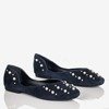Dark blue women's ballerinas with Emanossa pearls - Footwear 1