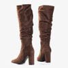 Dark brown women's boots on the post Stolac - Shoes