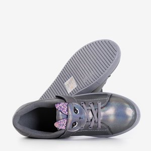 Dark gray children's sneakers with a Atlas kitten - Shoes