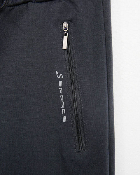 Dark gray men's sweatpants with an inscription - Clothing