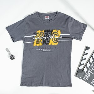 Dark gray men's t-shirt with a print - Clothing