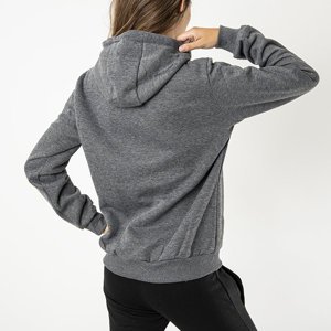 Dark gray women's insulated hooded sweatshirt - Clothing