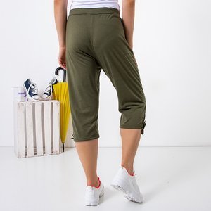Dark green women's short pants with pockets PLUS SIZE - Clothing