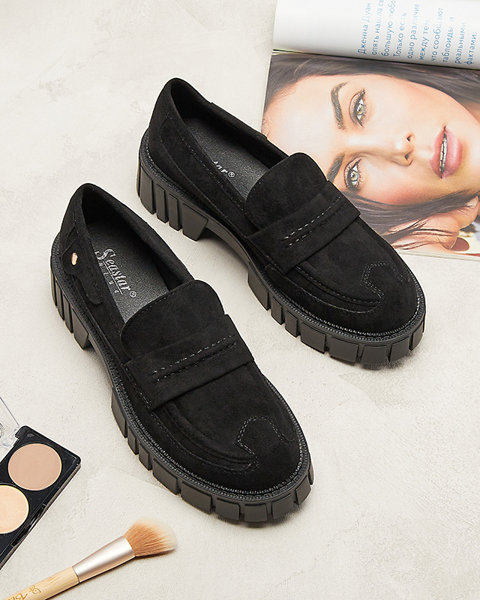 Eco suede black moccasins for women Siherta- Footwear