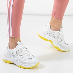 Etana white and yellow trainers with holographic inserts - Footwear