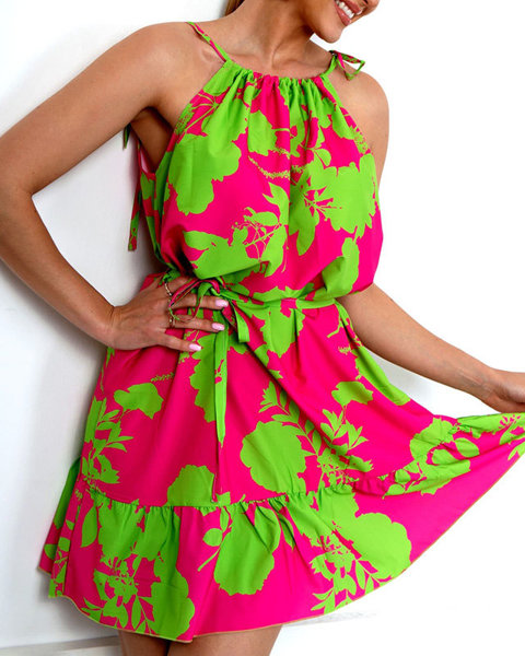 Fuchsia patterned women's summer dress - Clothing