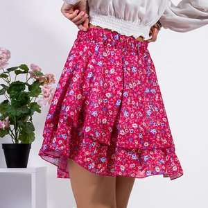 Fuchsia short floral skirt - Clothing