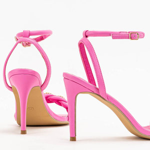 Fuchsia women's sandals on a high heel Tenedi - Footwear