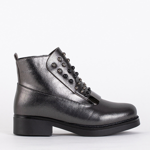 Girls' graphite shiny boots with Idiloso jets - Footwear