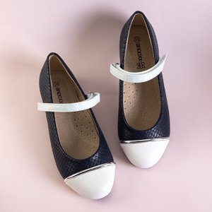 Girls' navy blue ballerinas with animal embossing from Potesa - Shoes