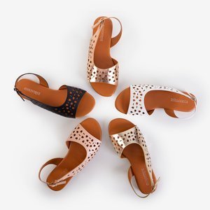 Gold women's openwork sandals Gabinca - Footwear