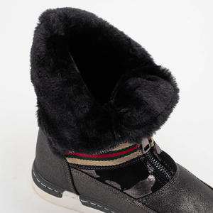 Graphite girls' winter boots with a patterned Esoli upper - Footwear
