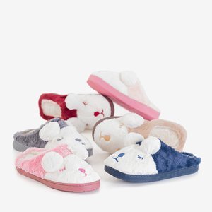 Gray and white women's plainet slippers - shoes
