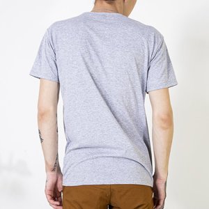 Gray cotton t-shirt for men with the inscription - Clothing