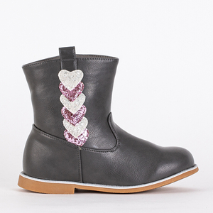 Gray girls boots with a decorative Nokami upper - Footwear