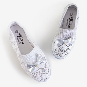 Gray lace children's slip on with silver trim Ozara - Footwear