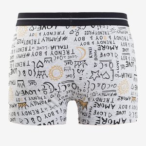 Gray men's boxer shorts with inscriptions - Underwear
