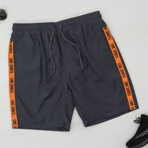 Gray men's sports shorts with stripes - Clothing