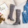 Gray mid-calf boots on a higher post Perlova - Footwear 1