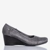 Gray wedge heels with an openwork Poliassa finish - Footwear