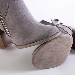 Gray women's boots on a square post Darera - Footwear