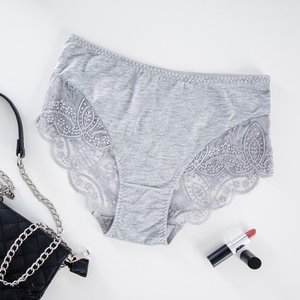 Gray women's lace panties PLUS SIZE - Underwear
