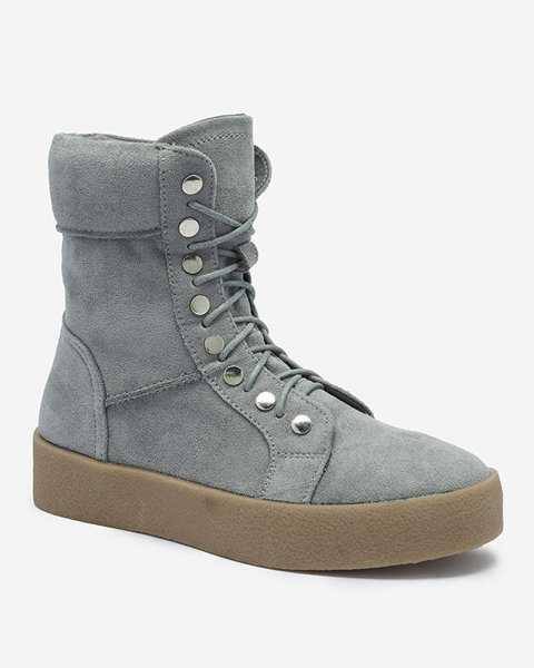 Gray women's lace-up boots Tamifil- Footwear