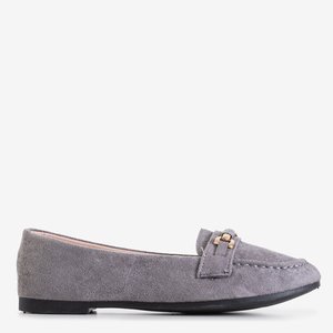 Gray women's moccasins with Jelina decoration - Footwear