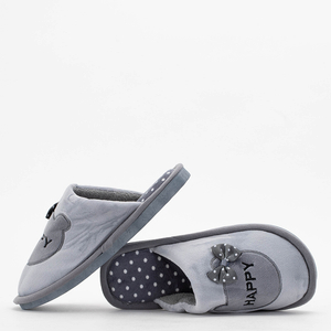 Gray women's slippers with a bow Mommis - Footwear
