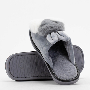 Gray women's slippers with a rabbit Rudi - Footwear