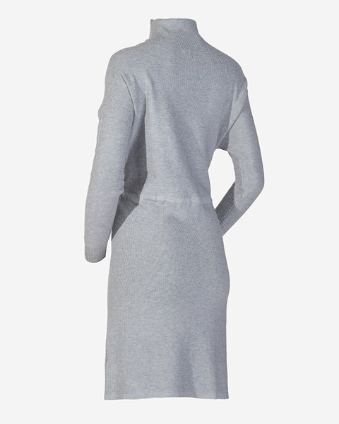 Gray women's turtleneck sweater dress - Clothing
