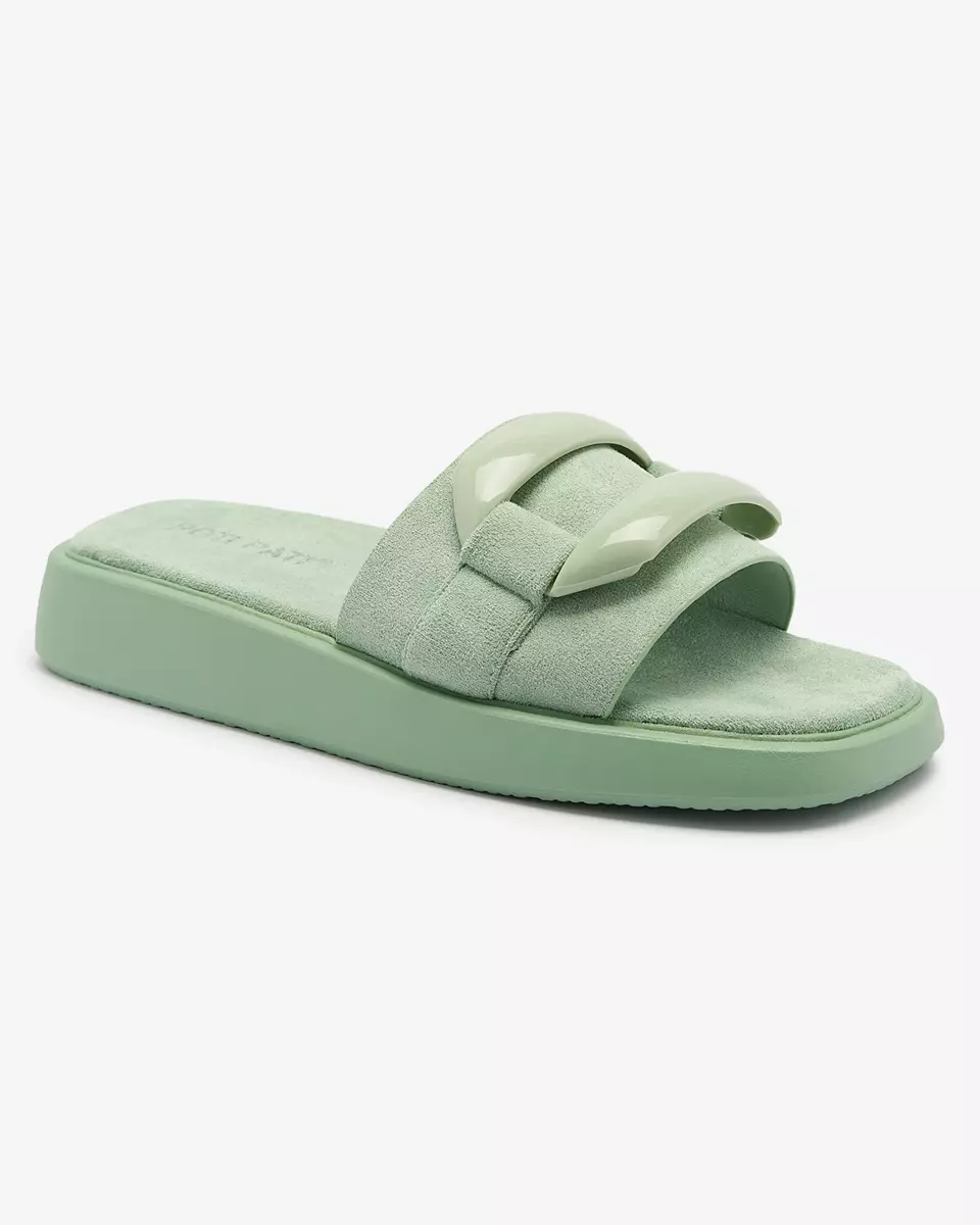 Green women's flip-flops in eco-suede Omve - Footwear