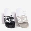 Grey men's flip-flops with Super lettering - Footwear