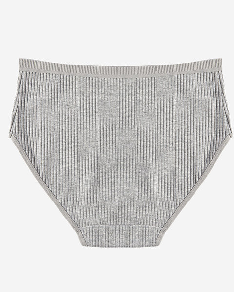 Grey ribbed panties for women- Underwear