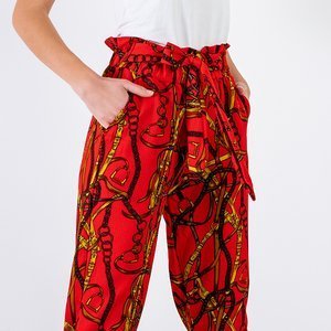 Ladies 'Red Printed Trousers - Clothing
