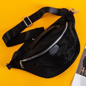 Ladies 'black kidney bag with cubic zirconia - Accessories