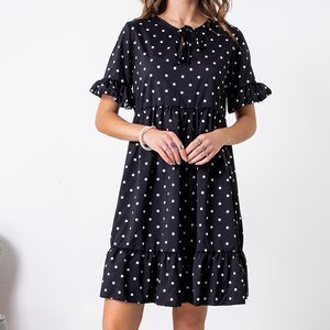 Ladies' black polka dot mini dress - Clothing