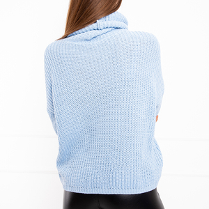 Ladies' blue turtleneck short sweater - Clothing