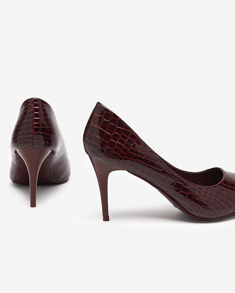 Ladies' burgundy lacquered heels with embossing Jeanori - Footwear