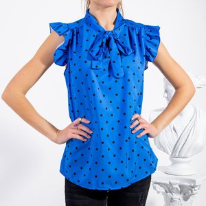 Ladies' cobalt polka dot blouse - Clothing